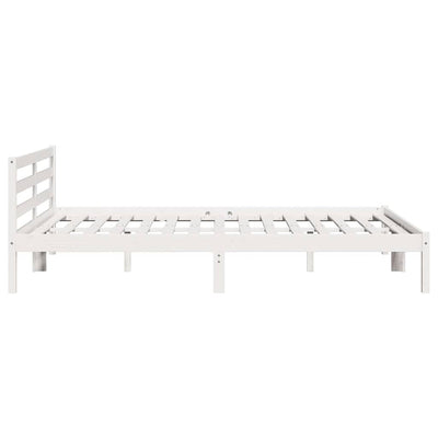 Sänkykehys päätyllä Valkoinen 210 x 180 cm Täysi mänty