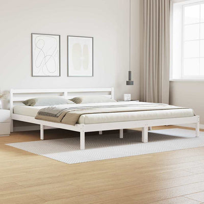 Sänkykehys päätyllä Valkoinen 220 x 180 cm Täysi mänty