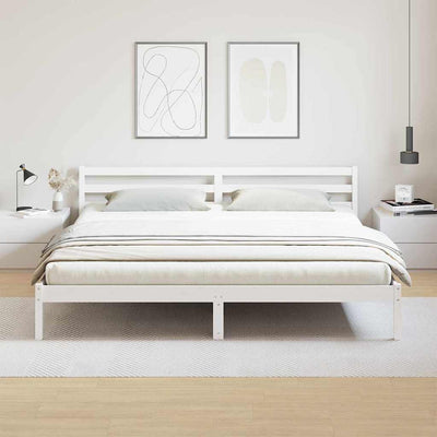 Sänkykehys päätyllä Valkoinen 220 x 180 cm Täysi mänty