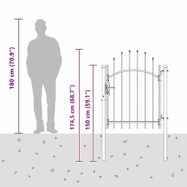 Puutarhaportti WOERDEN 1,25 m Lukittava Teräs Harmaa
