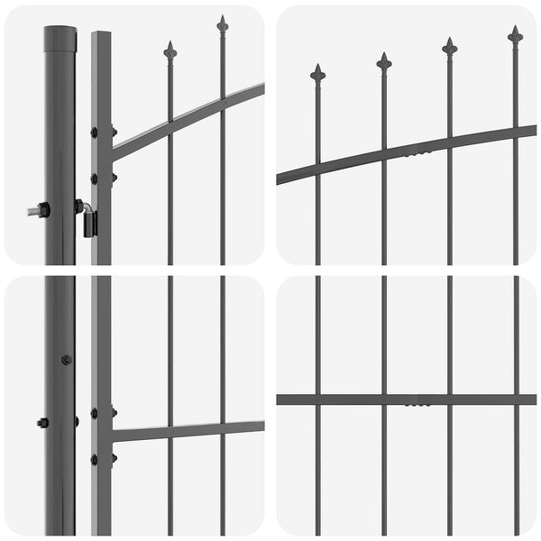 Puutarhaportti WOERDEN 175 x 500 cm Lukittava Teräs Harmaa