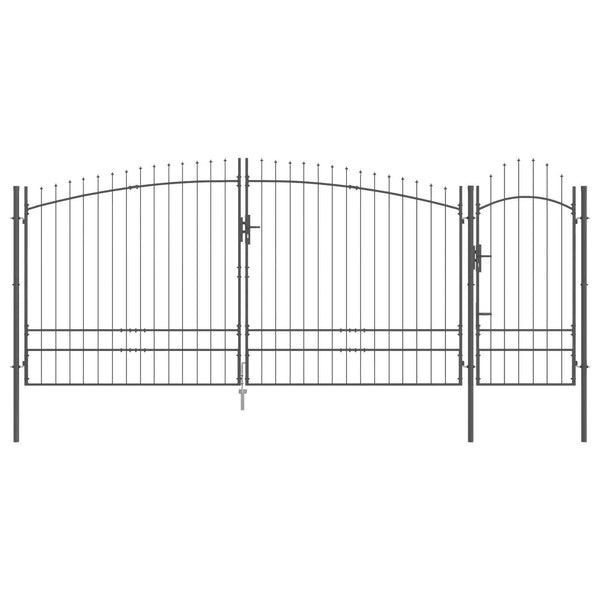 Puutarhaportti WOERDEN 200 x 500 cm Lukittava Teräs Harmaa