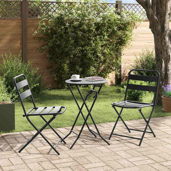 3 osainen Puutarhan Bistro Set Antrasiitti Teräksestä