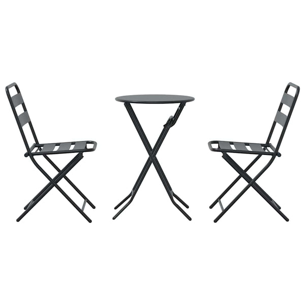 3 osainen Puutarhan Bistro Set Antrasiitti Teräksestä