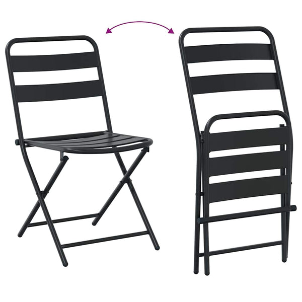 3 osainen Puutarhan Bistro Set Antrasiitti Teräksestä