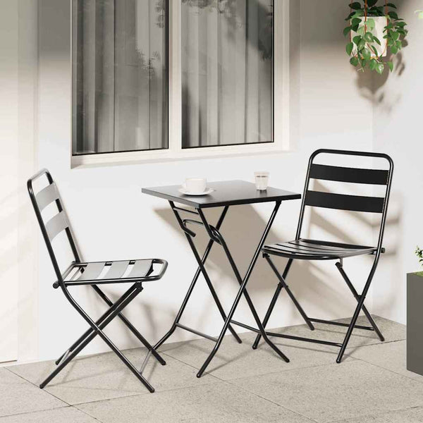 Antrasiitti Teräksinen Puutarhan Bistro Set 3 osaa