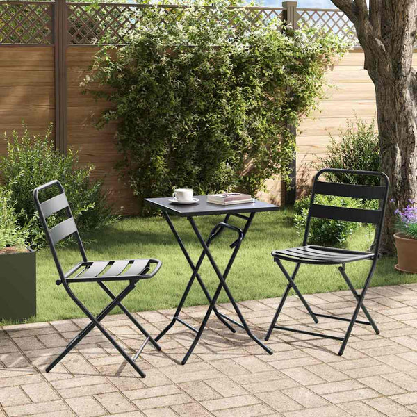 Antrasiitti Teräksinen Puutarhan Bistro Set 3 osaa
