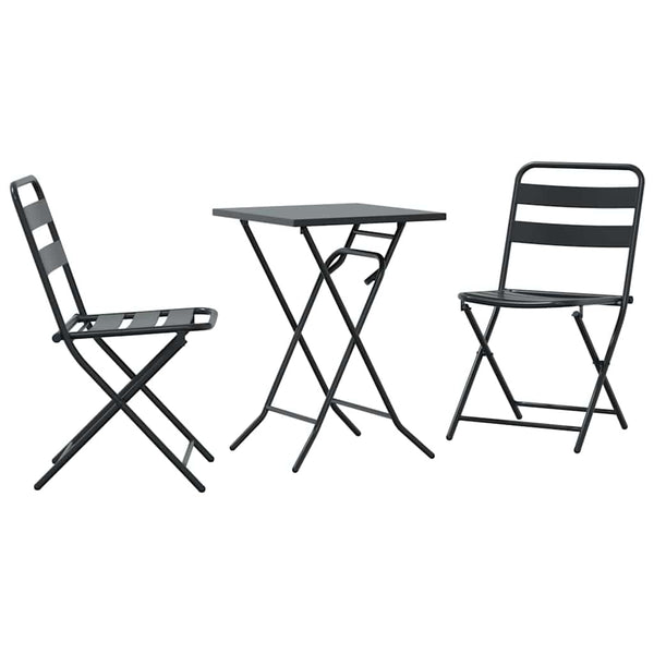 Antrasiitti Teräksinen Puutarhan Bistro Set 3 osaa