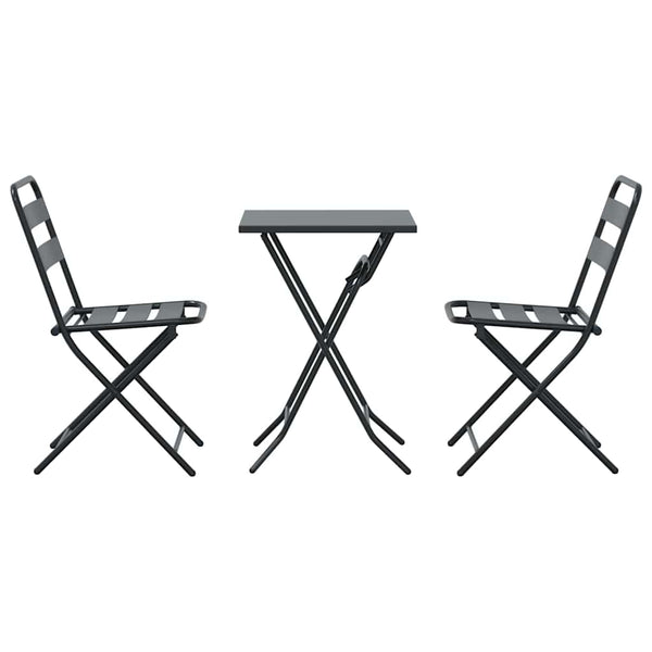Antrasiitti Teräksinen Puutarhan Bistro Set 3 osaa