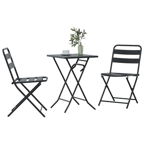 Antrasiitti Teräksinen Puutarhan Bistro Set 3 osaa