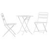 Valkoinen Teräksinen Bistro Set 3 osaa Puutarhaan