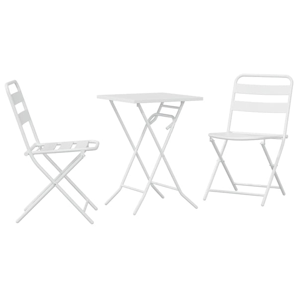 Valkoinen Teräksinen Bistro Set 3 osaa Puutarhaan