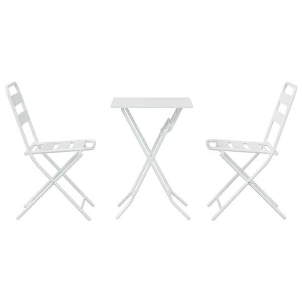 Valkoinen Teräksinen Bistro Set 3 osaa Puutarhaan