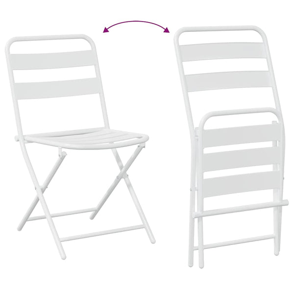 Valkoinen Teräksinen Bistro Set 3 osaa Puutarhaan