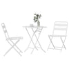 Valkoinen Teräksinen Bistro Set 3 osaa Puutarhaan