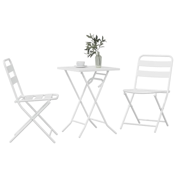 Valkoinen Teräksinen Bistro Set 3 osaa Puutarhaan