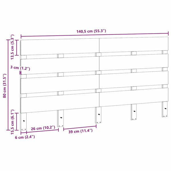 Päätylevy päätyllä Ruskea 140,5 x 3 x 80 cm Massiivinen mänty