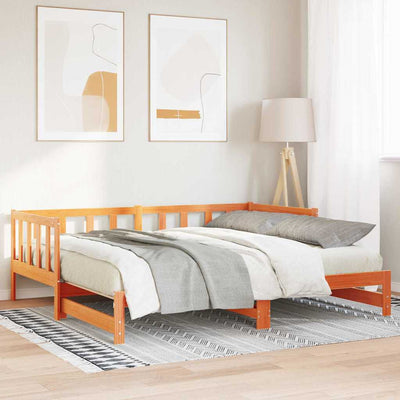 Vedettävä päiväsänky Vahanruskea 2 x (80 x 200) cm Täysi mänty