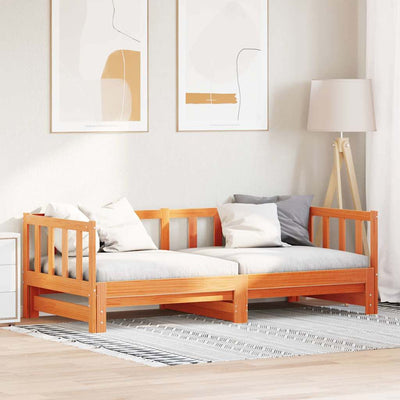 Vedettävä päiväsänky Vahanruskea 2 x (80 x 200) cm Täysi mänty
