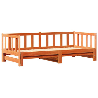 Vedettävä päiväsänky Vahanruskea 2 x (80 x 200) cm Täysi mänty