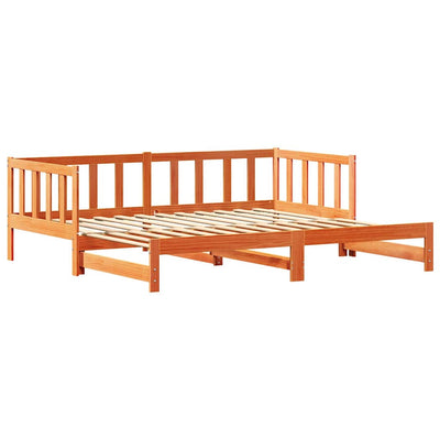 Vedettävä päiväsänky Vahanruskea 2 x (90x190) cm Täysi mänty