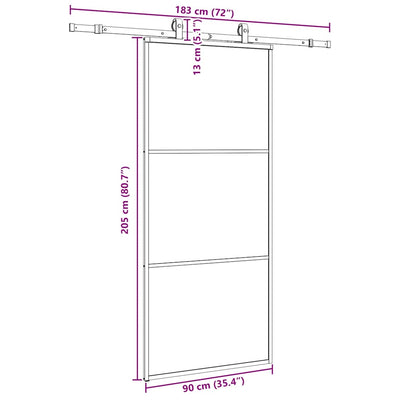 Musta liukuovi asennustarvikkeilla Giula 90x205cm (esg lasi)