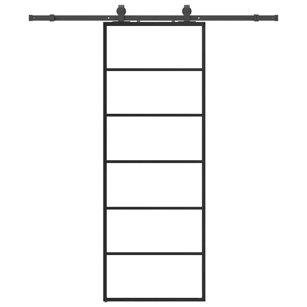 Liukuovi asennustarvikkeilla musta 76x205 cm ESG lasi