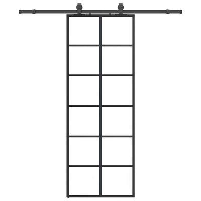 Musta liukuovi asennustarvikkeilla Giula 76x205cm (esg lasi)