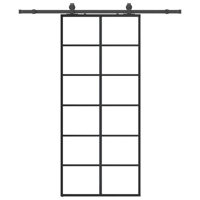 Musta liukuovi asennustarvikkeilla Giula 90x205cm (esg lasi)
