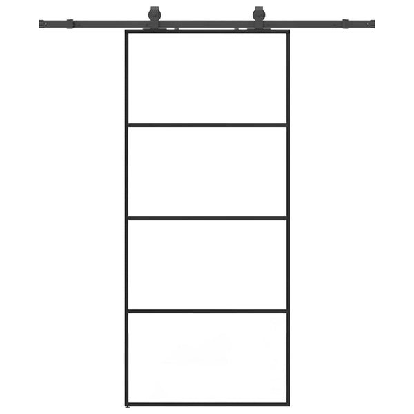 Liukuovi asennustarvikkeilla musta 90x205 cm ESG lasi
