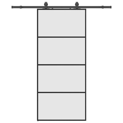 Musta liukuovi asennustarvikkeilla Constantine 90x205cm (esg lasi)