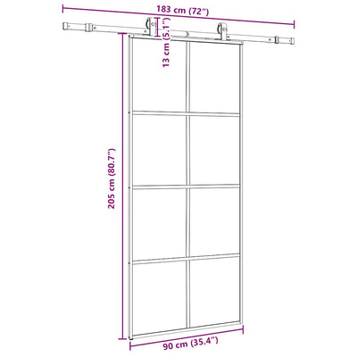 Musta liukuovi asennustarvikkeilla Nima 90x205cm (esg lasi)