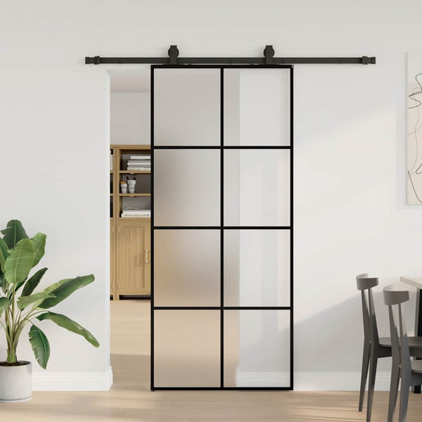 Liukuovi asennustarvikkeilla musta 90x205 cm ESG lasi