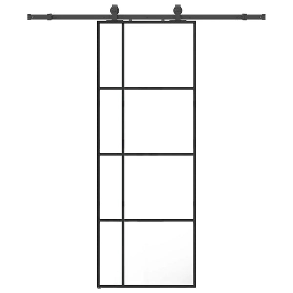 Liukuovi asennustarvikkeilla musta 76x205 cm ESG lasi
