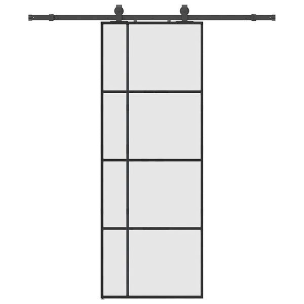 Liukuovi asennustarvikkeilla musta 76x205 cm ESG lasi