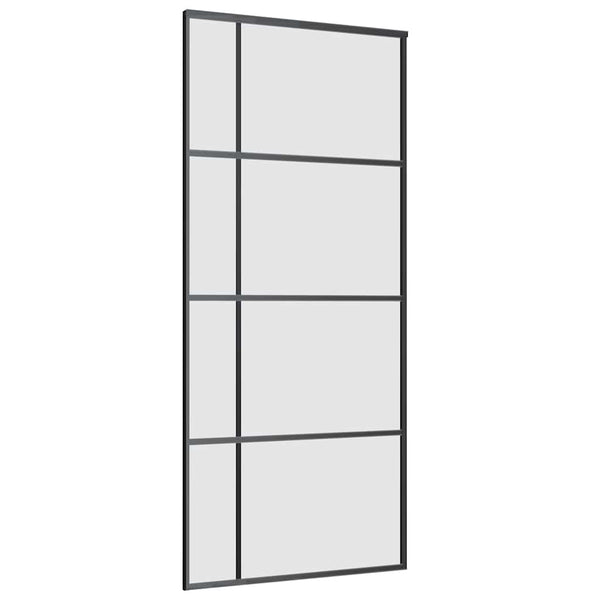 Liukuovi asennustarvikkeilla musta 90x205 cm ESG lasi