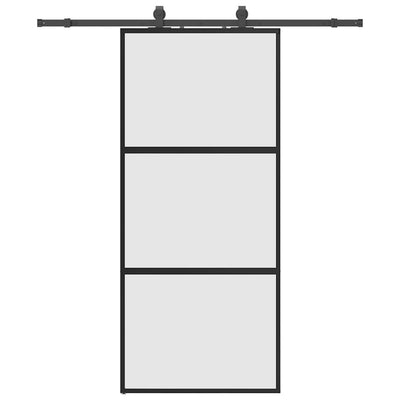 Musta liukuovi laitteistosarjalla Raduslavescu 90x205cm (karkaistu lasi)