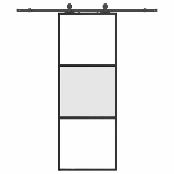 liukuovi laitteistosarjalla musta 76x205 cm karkaistu lasi