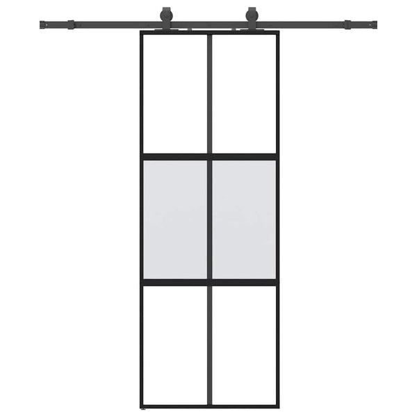 liukuovi laitteistosarjalla musta 76x205 cm karkaistu lasi