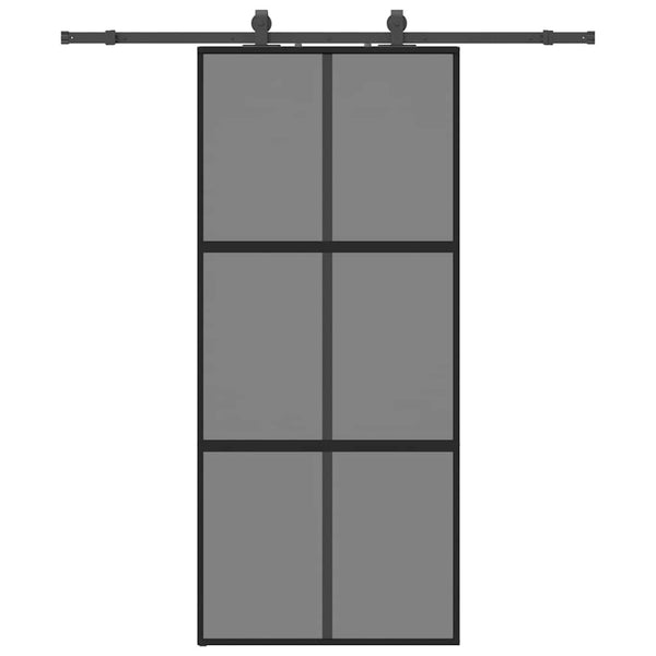 liukuovi laitteistosarjalla musta 90x205 cm karkaistu lasi