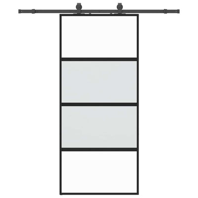 Musta liukuovi laitteistosarjalla Achim 90x205cm (karkaistu lasi)