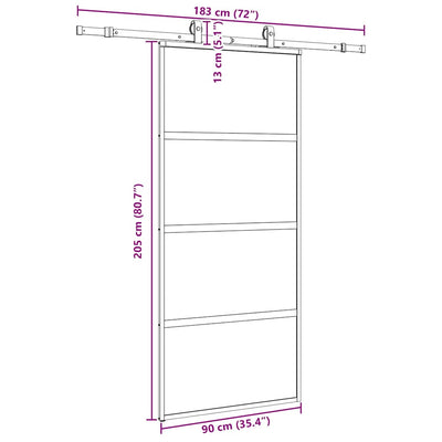 Musta liukuovi laitteistosarjalla Achim 90x205cm (karkaistu lasi)