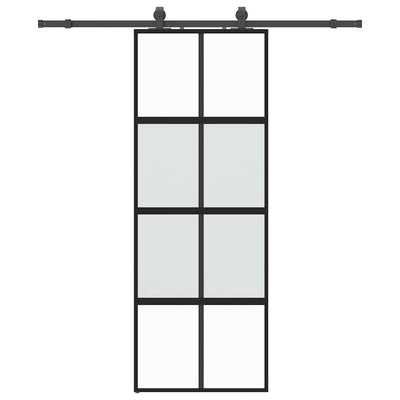 Musta liukuovi laitteistosarjalla Lisseanu 76x205cm (karkaistu lasi)