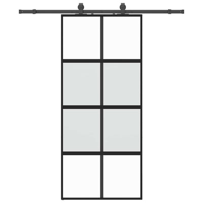 Musta liukuovi laitteistosarjalla Lisseanu 90x205cm (karkaistu lasi)