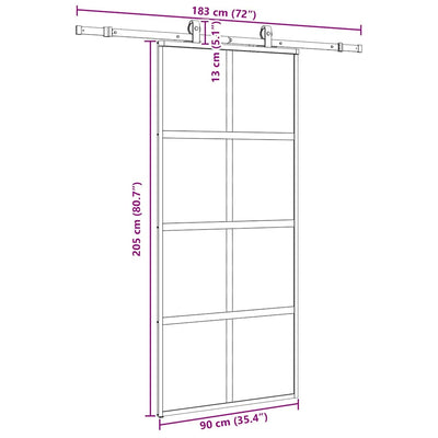 Musta liukuovi laitteistosarjalla Lisseanu 90x205cm (karkaistu lasi)
