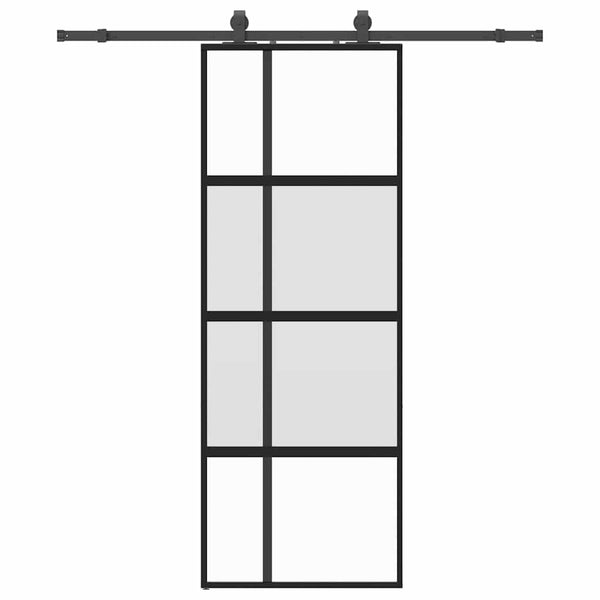 liukuovi laitteistosarjalla musta 76x205 cm karkaistu lasi