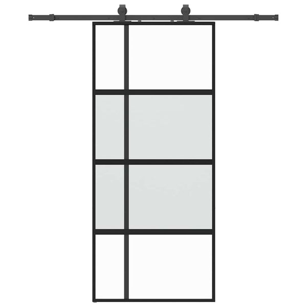 liukuovi laitteistosarjalla musta 90x205 cm karkaistu lasi