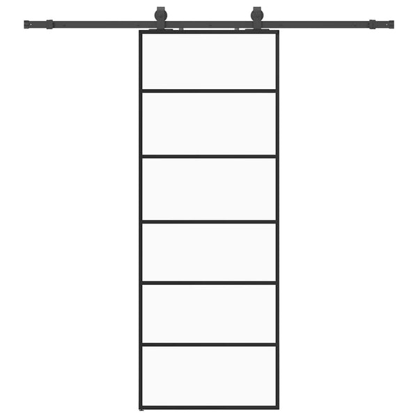 Liukuovi asennustarvikkeilla musta 76x205 cm ESG lasi