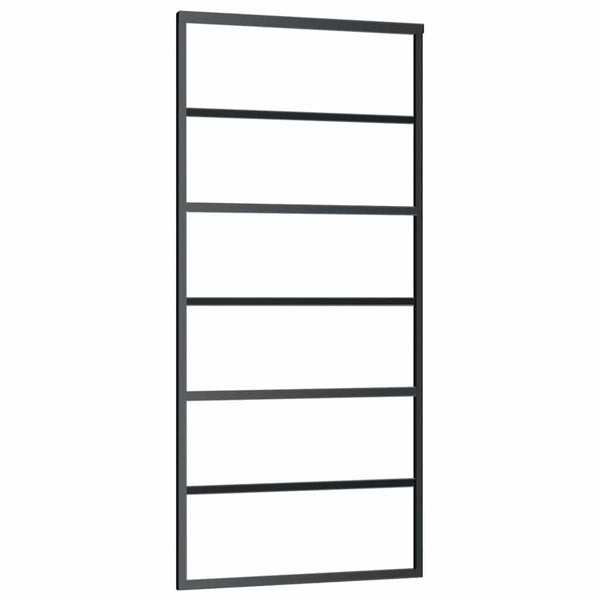 Liukuovi asennustarvikkeilla musta 90x205 cm ESG lasi