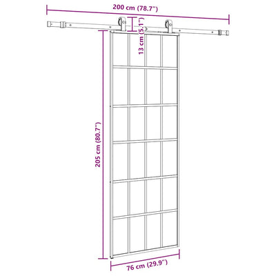 Musta liukuovi asennustarvikkeilla Giula 76x205cm (esg lasi)